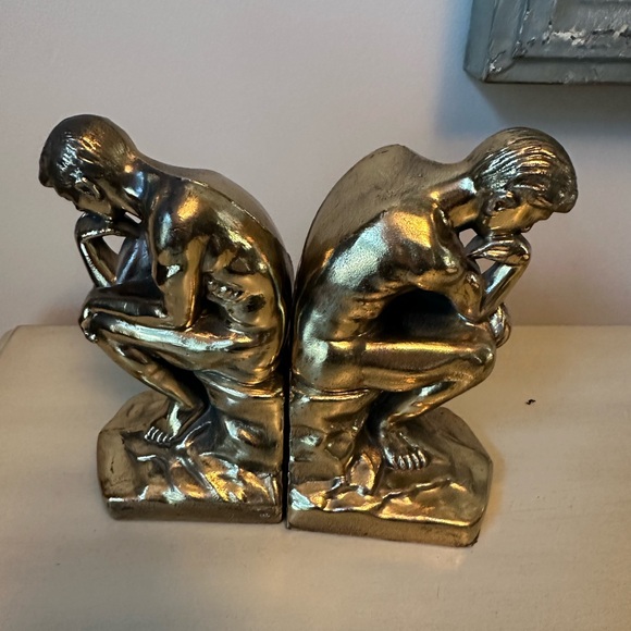 Vintage brass thinker book ends - Picture 1 of 7
